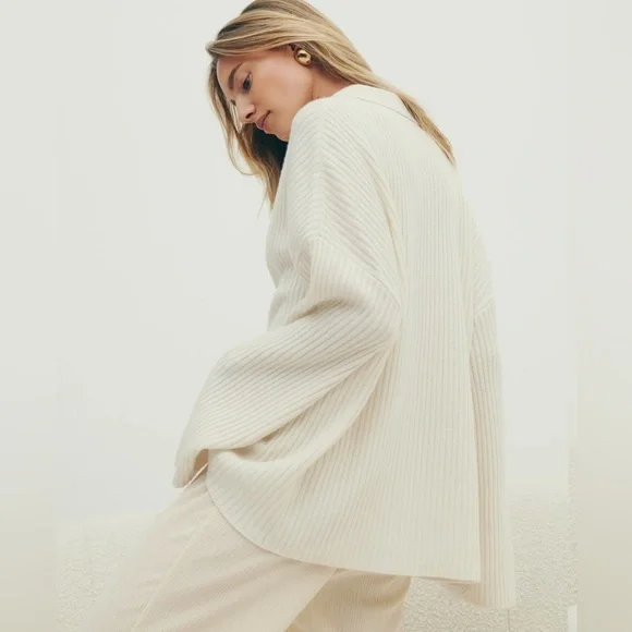 Reformation - “Fantino Cashmere Collared Cardigan” - NWT - Size Small - Cream